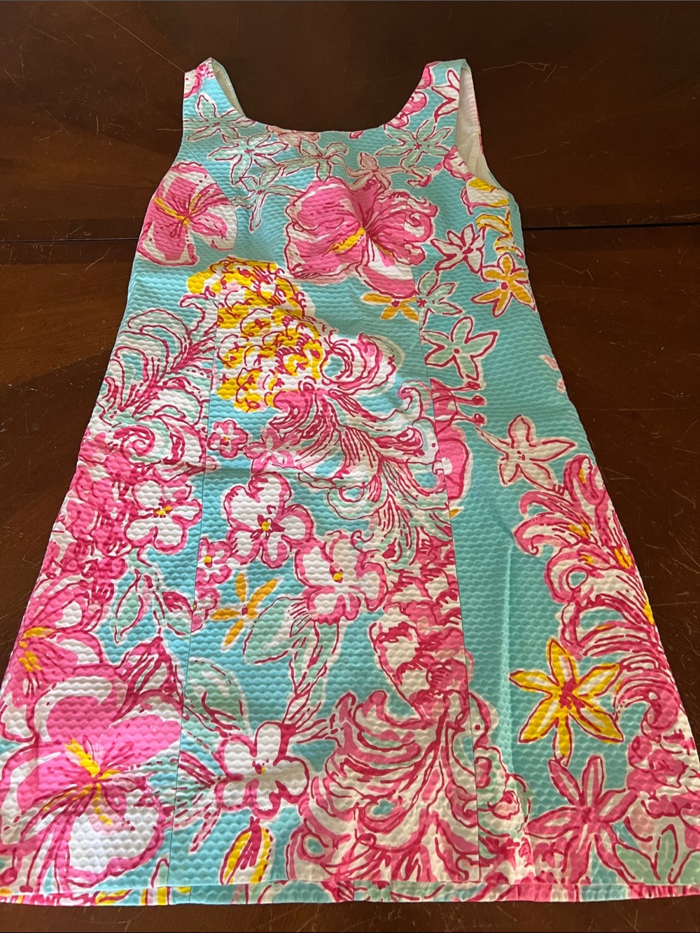 Lilly Pulitzer Shift Aqua, Pink & Yellow Floral Sleeveless Shift Dress size 4